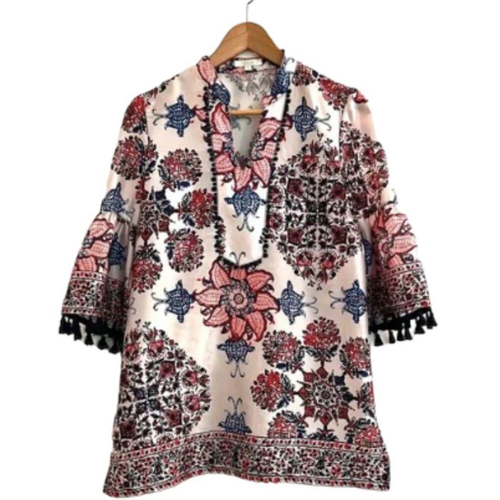 Jade Melody Tam Trim Tunic Boho Peasant Artsy Gypsy S Hippie 70s hippy